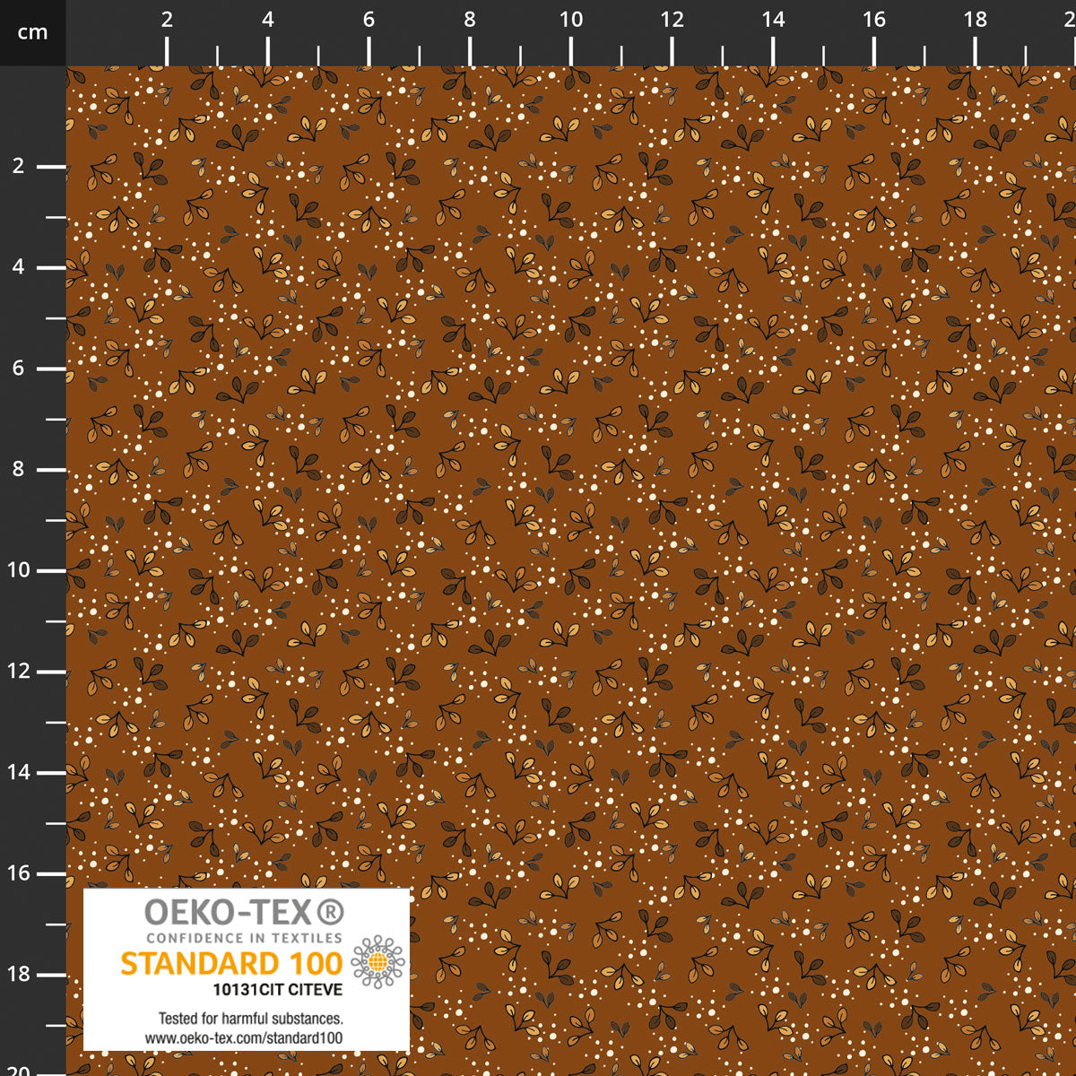 The Sweetest Embrace Brown Leaves 4514547 by Linette Jakobsen for Stoff Fabrics (sold in 25cm increments)