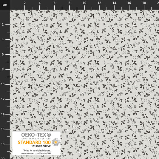 The Sweetest Embrace Light Gray Leaves 4514555 by Linette Jakobsen for Stoff Fabrics (sold in 25cm increments)