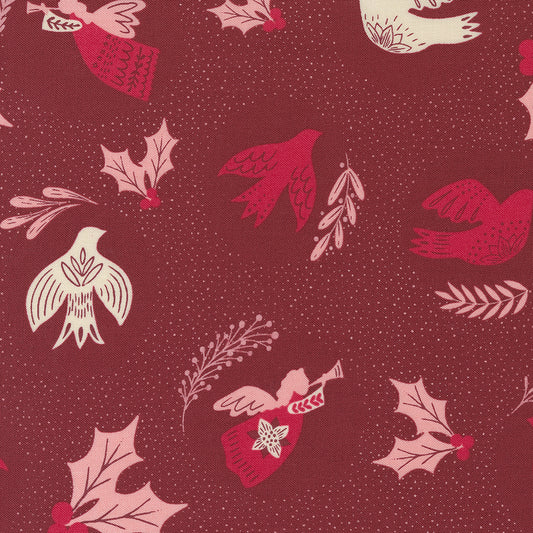 Good News Great Joy M4556014 Cranberry Birds by Fancy That Design House (sold in 25cm increments)