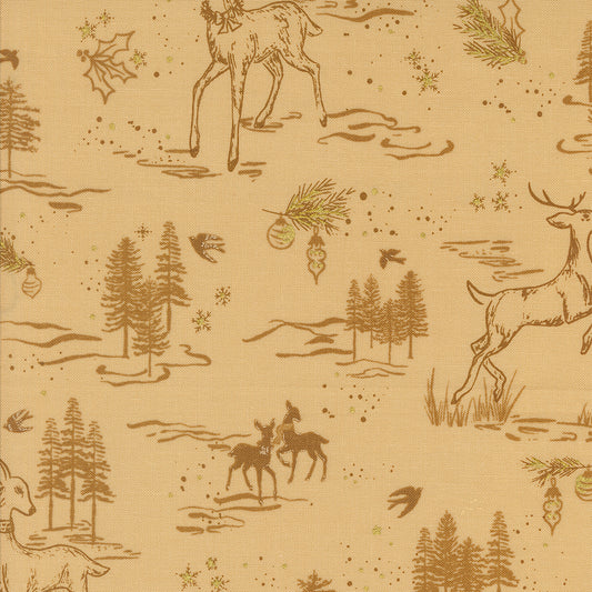 Old World Yuletide Oh Deer Toile Almond M4562212M by Fancy That Design House for Moda Fabrics (sold in 25cm increments) (Copy)