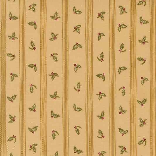 Old World Yuletide Holly Stripe Almond M4562512 by Fancy That Design House for Moda Fabrics (sold in 25cm increments)