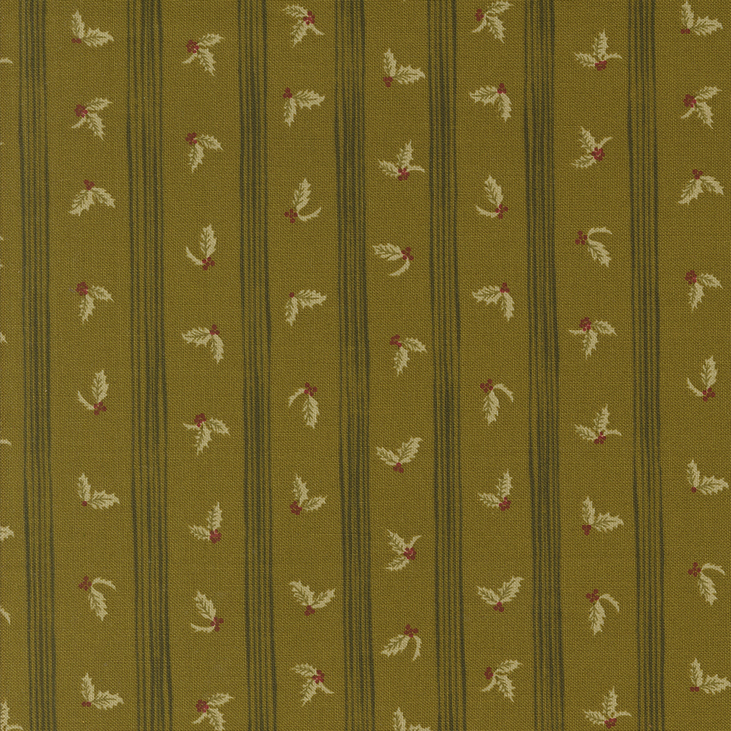 Old World Yuletide Holly Stripe Pickle M4562521 by Fancy That Design House for Moda Fabrics (sold in 25cm increments)