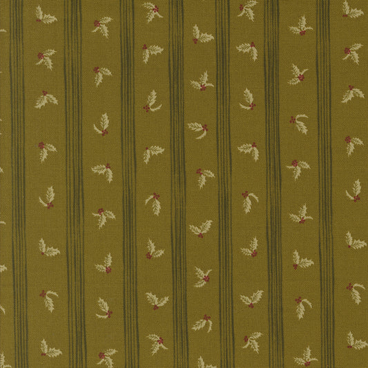 Old World Yuletide Holly Stripe Pickle M4562521 by Fancy That Design House for Moda Fabrics (sold in 25cm increments)