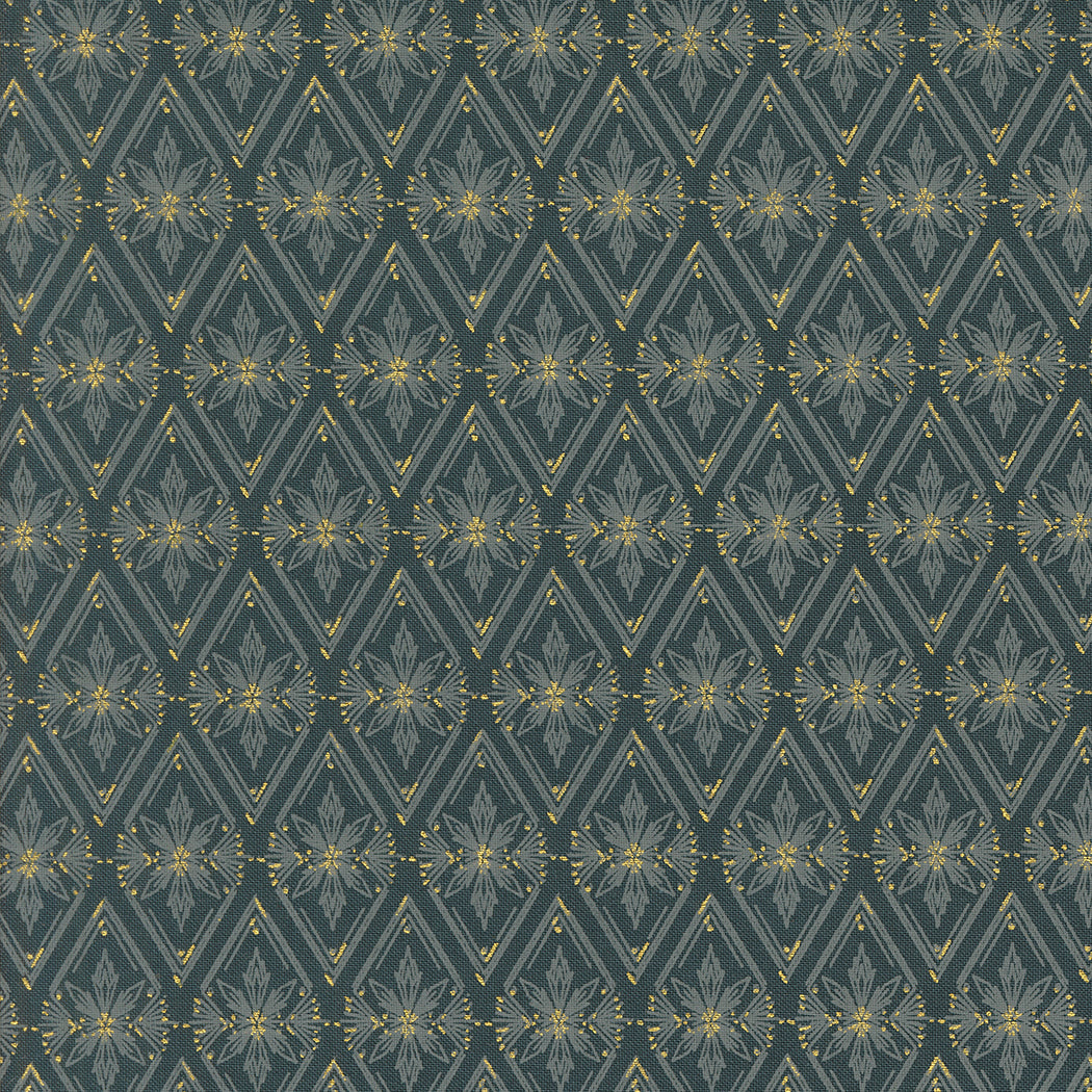 Old World Yuletide Metallic Twinkle Midnight M4562626M by Fancy That Design House for Moda Fabrics (sold in 25cm increments)