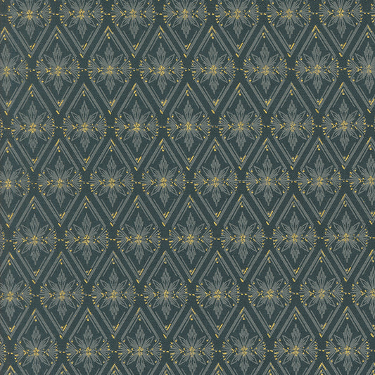 Old World Yuletide Metallic Twinkle Midnight M4562626M by Fancy That Design House for Moda Fabrics (sold in 25cm increments)