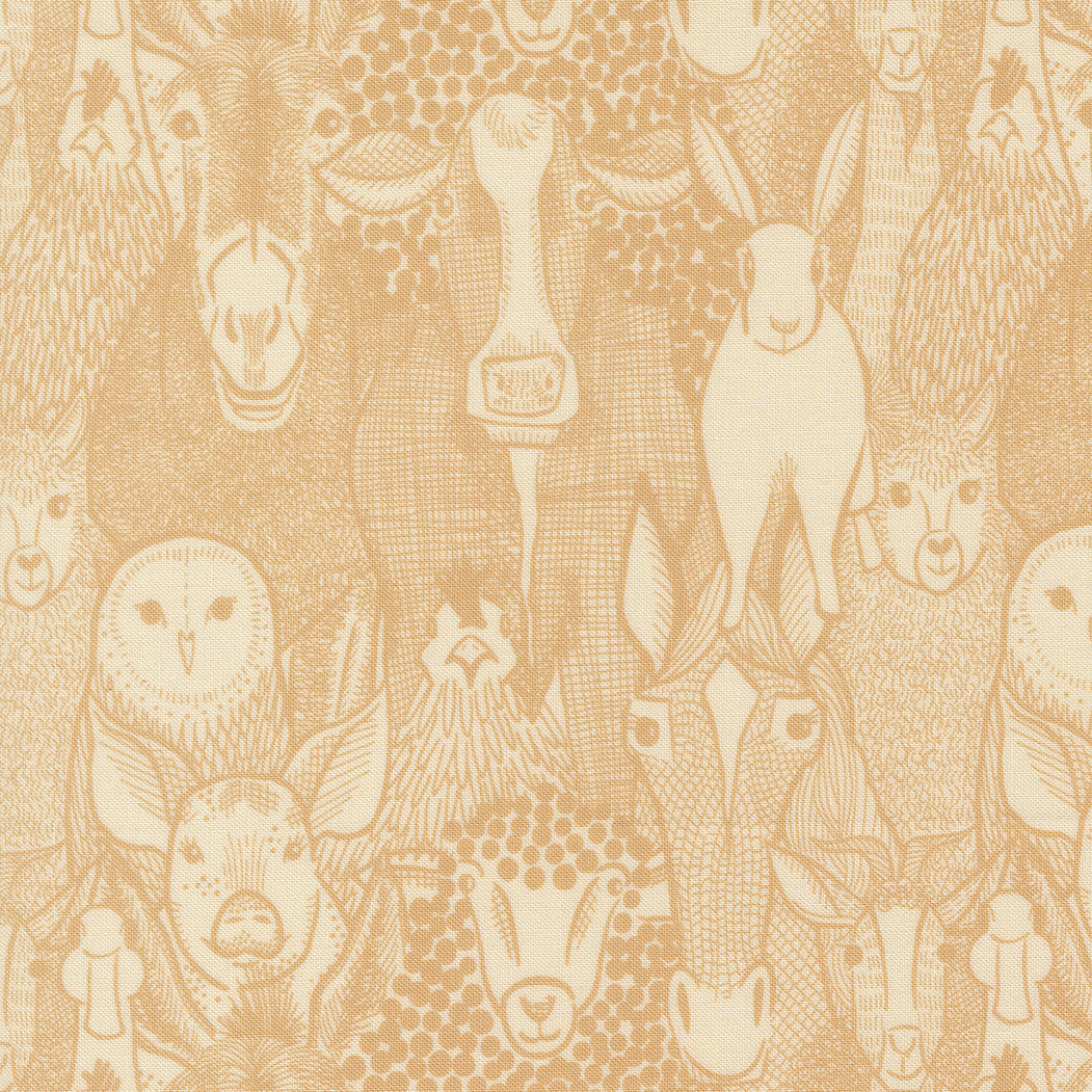 The Henhouse Barnyard Faces Hay M4843113 by Gingiber for Moda Fabrics (sold in 25cm increments)