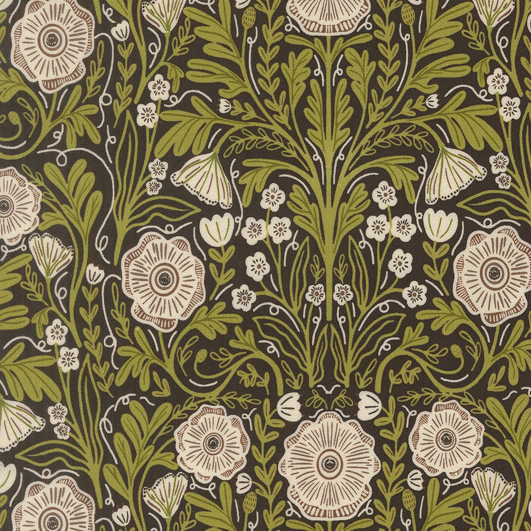 The Henhouse Poppy Floral Iron M4843220 by Gingiber for Moda Fabrics (sold in 25cm increments)
