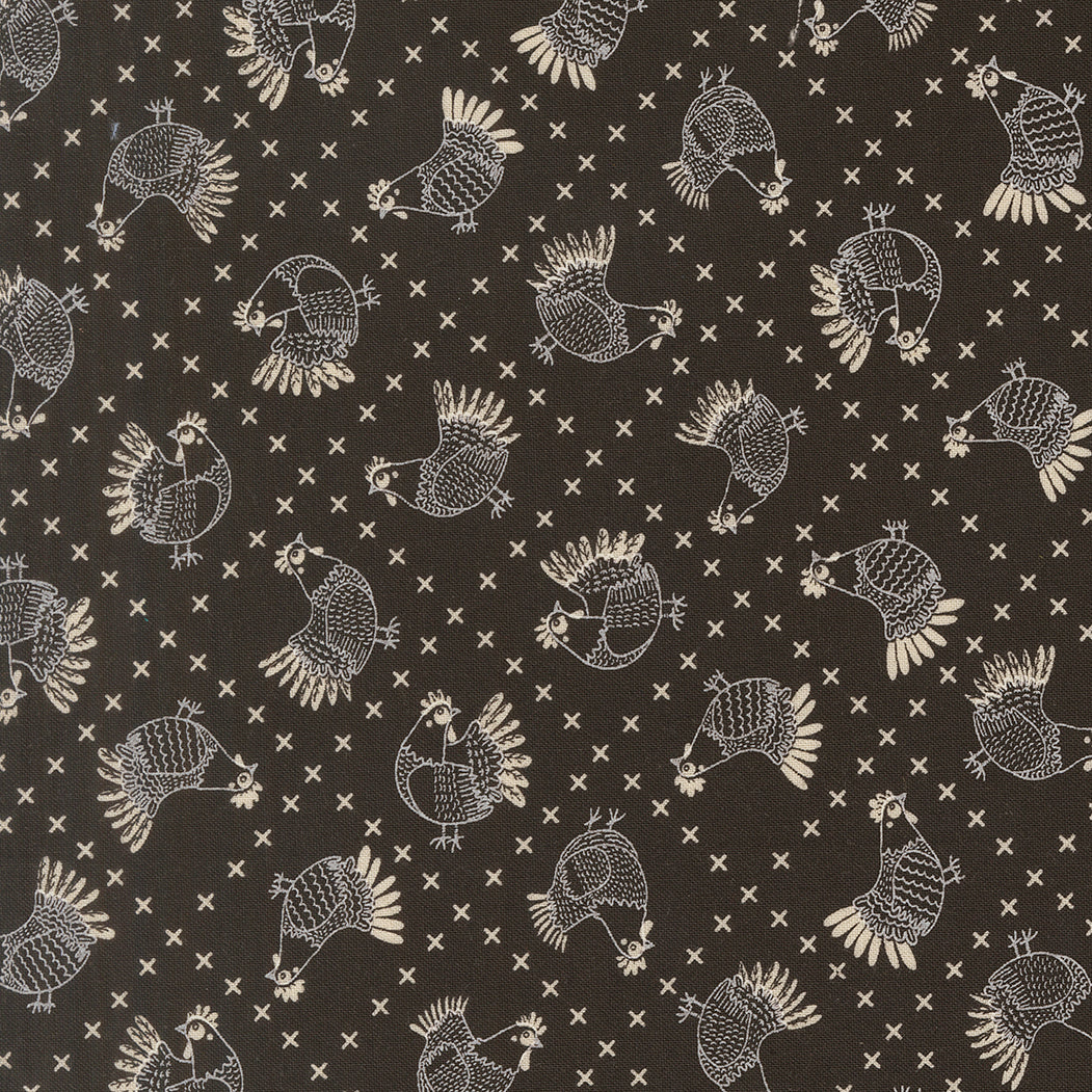 The Henhouse Cross Stitch Chicken Iron M4843420 by Gingiber for Moda Fabrics (sold in 25cm increments)