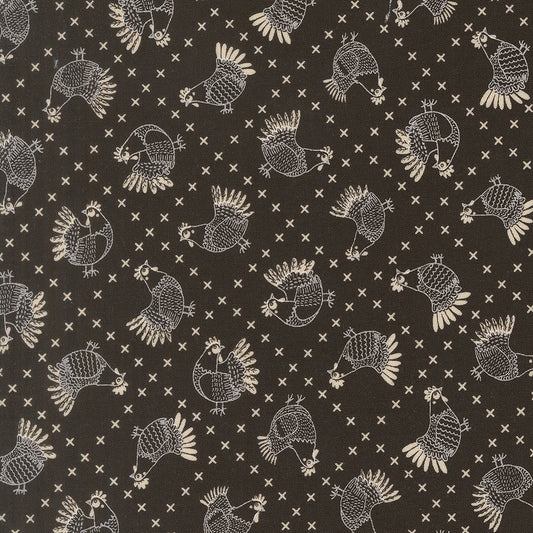 The Henhouse Cross Stitch Chicken Iron M4843420 by Gingiber for Moda Fabrics (sold in 25cm increments)