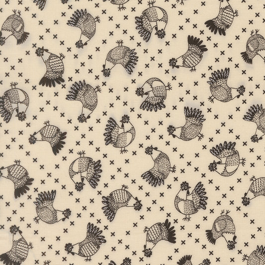 The Henhouse Cross Stitch Chicken Cloud Iron M4843430 by Gingiber for Moda Fabrics (sold in 25cm increments)