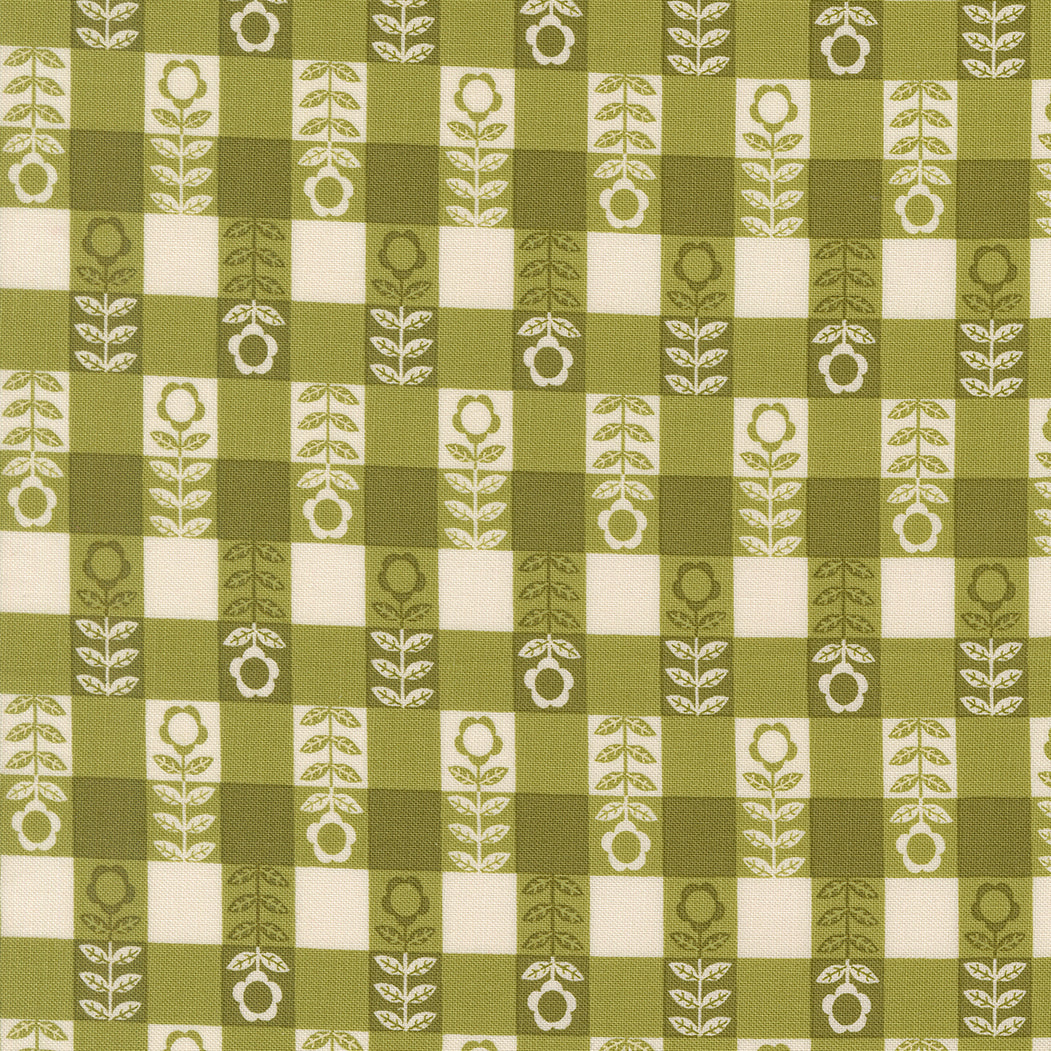 The Henhouse Flower Plaid Grass M4843615 by Gingiber for Moda Fabrics (sold in 25cm increments)