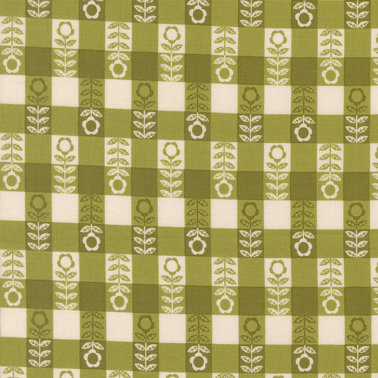 The Henhouse Flower Plaid Grass M4843615 by Gingiber for Moda Fabrics (sold in 25cm increments)