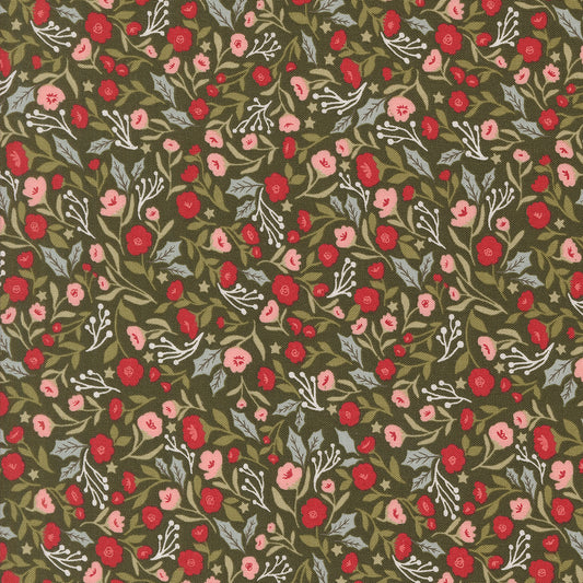Berry & Pine Christmas Posies Wintergreen M524113 by Lella Boutique for Moda Fabrics (Sold in 25cm increments)