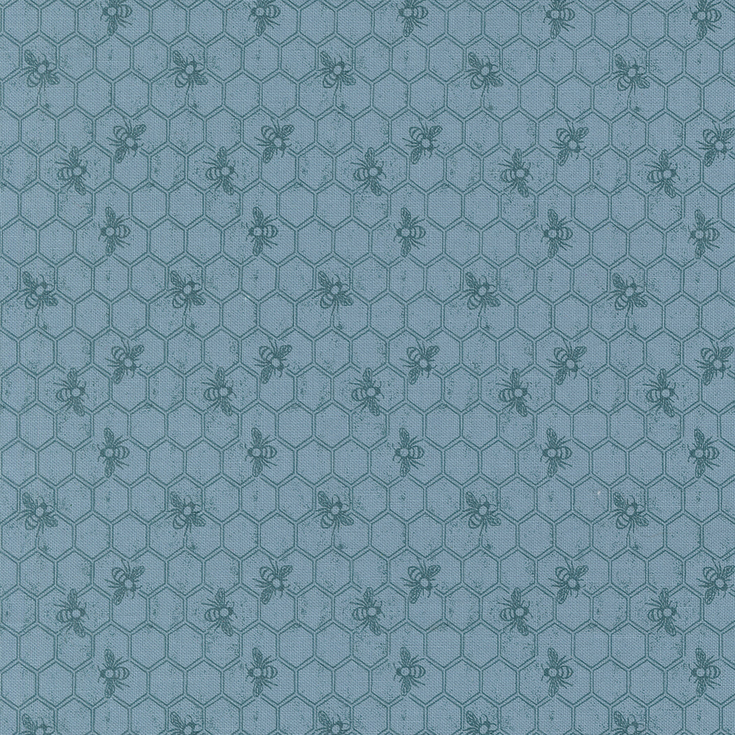 Wild Honey Honeycomb Bees Sky M525314 by Lella Boutique for Moda Fabrics (sold in 25cm increments)