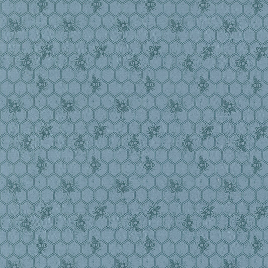 Wild Honey Honeycomb Bees Sky M525314 by Lella Boutique for Moda Fabrics (sold in 25cm increments)