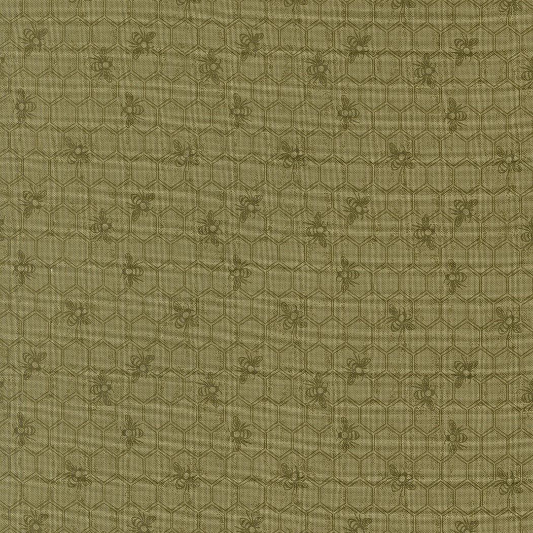 Wild Honey Honeycomb Bees Fern M525315 by Lella Boutique for Moda Fabrics (sold in 25cm increments)