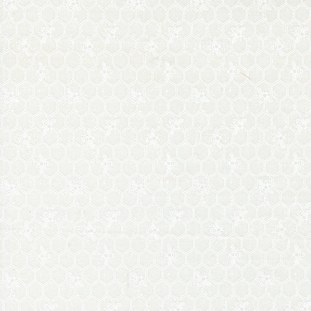 Wild Honey Honeycomb Bees Daisy White M525321 by Lella Boutique for Moda Fabrics (sold in 25cm increments)