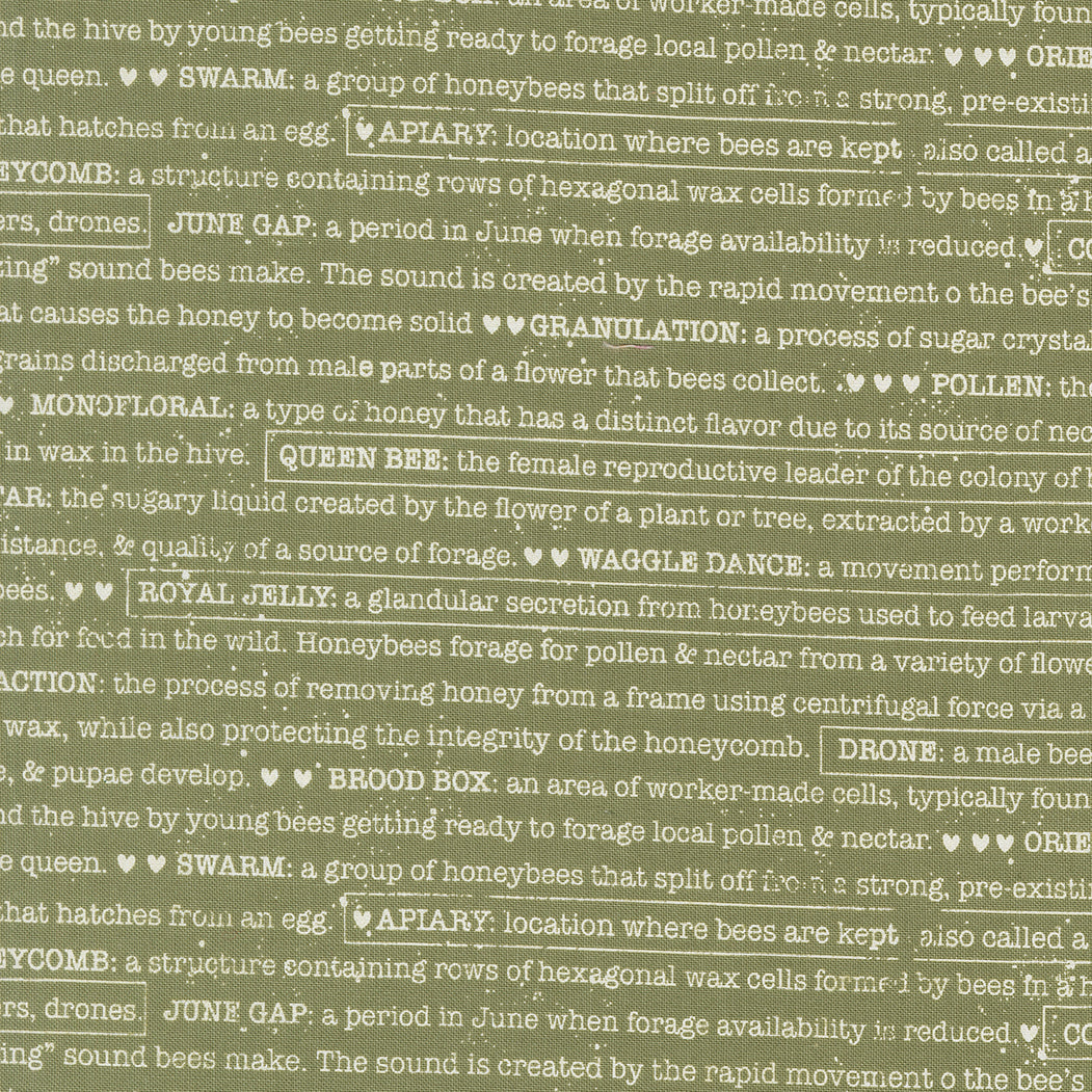 Wild Honey Buzz Words Fern M525415 by Lella Boutique for Moda Fabrics (sold in 25cm increments)