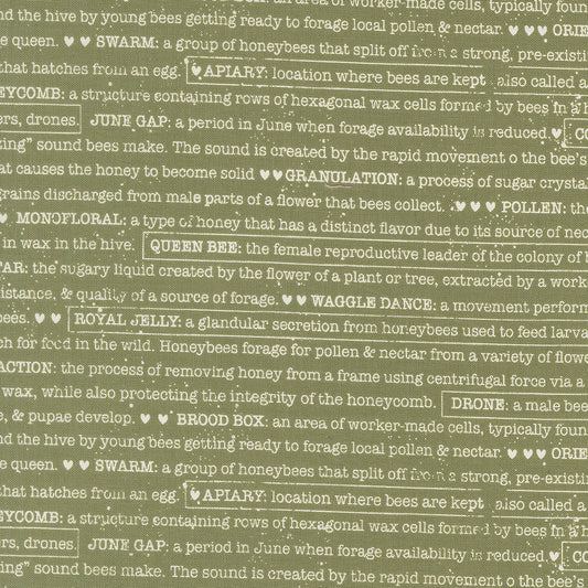 Wild Honey Buzz Words Fern M525415 by Lella Boutique for Moda Fabrics (sold in 25cm increments)
