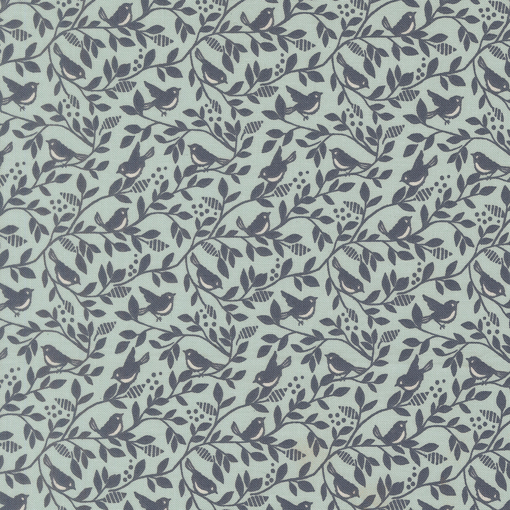 True Love Birds Robins Egg Twilight M526424 by Lella Boutique for Moda Fabrics (sold in 25cm increments)