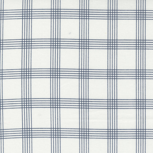 Nantucket Summer Plaid Cream Navy M5526211 by Camille Roskelley for Moda fabrics (sold in 25cm increments)