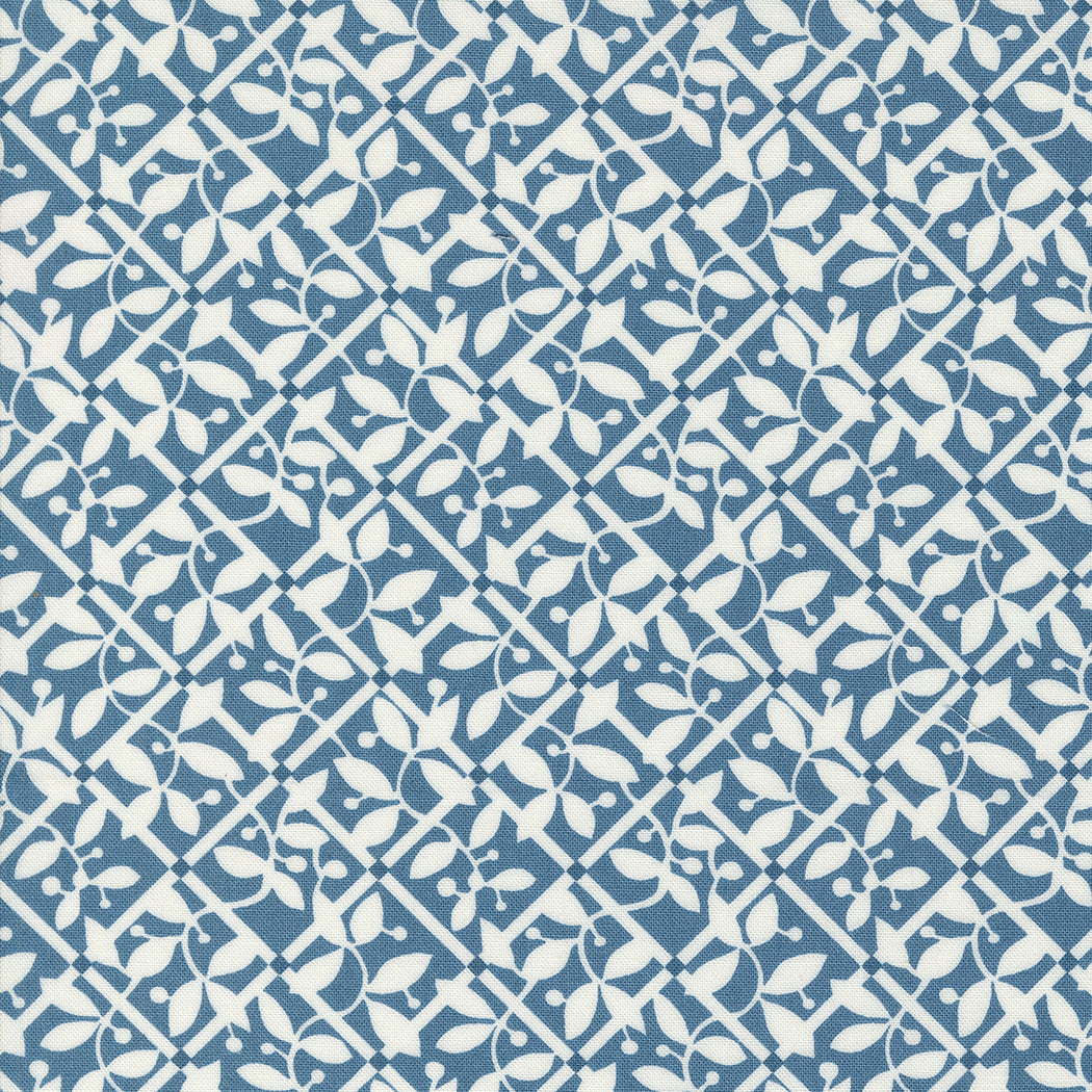 Shoreline Coastal Lattice Medium Blue M5530313 by Camille Roskelley for Moda Fabrics (Sold in 25cm Increments)