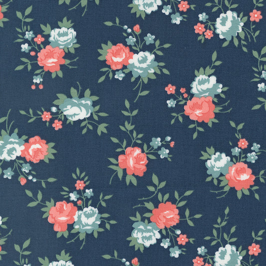 Rosemary Cottage Navy Gather Floral M5531014 by Camille Roskelley for Moda Fabrics (sold in 25cm increments)