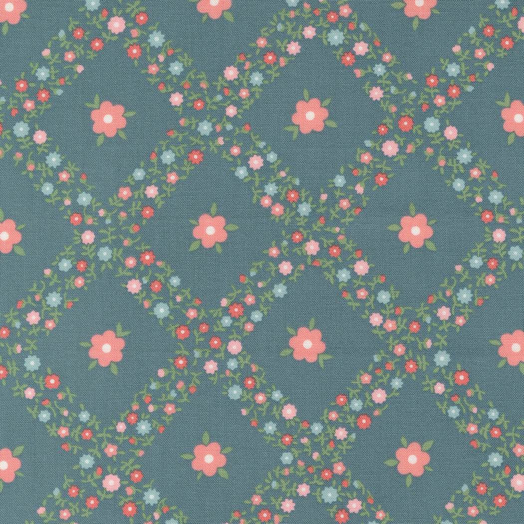 Rosemary Cottage Lake Trellis Floral M5531115 by Camille Roskelley for Moda Fabrics (sold in 25cm increments)