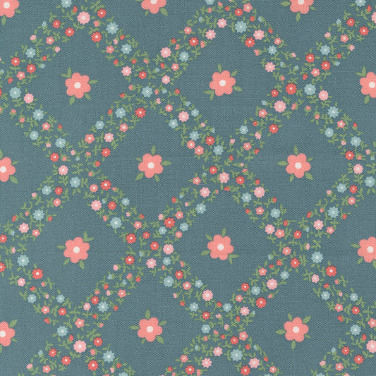 Rosemary Cottage Lake Trellis Floral M5531115 by Camille Roskelley for Moda Fabrics (sold in 25cm increments)