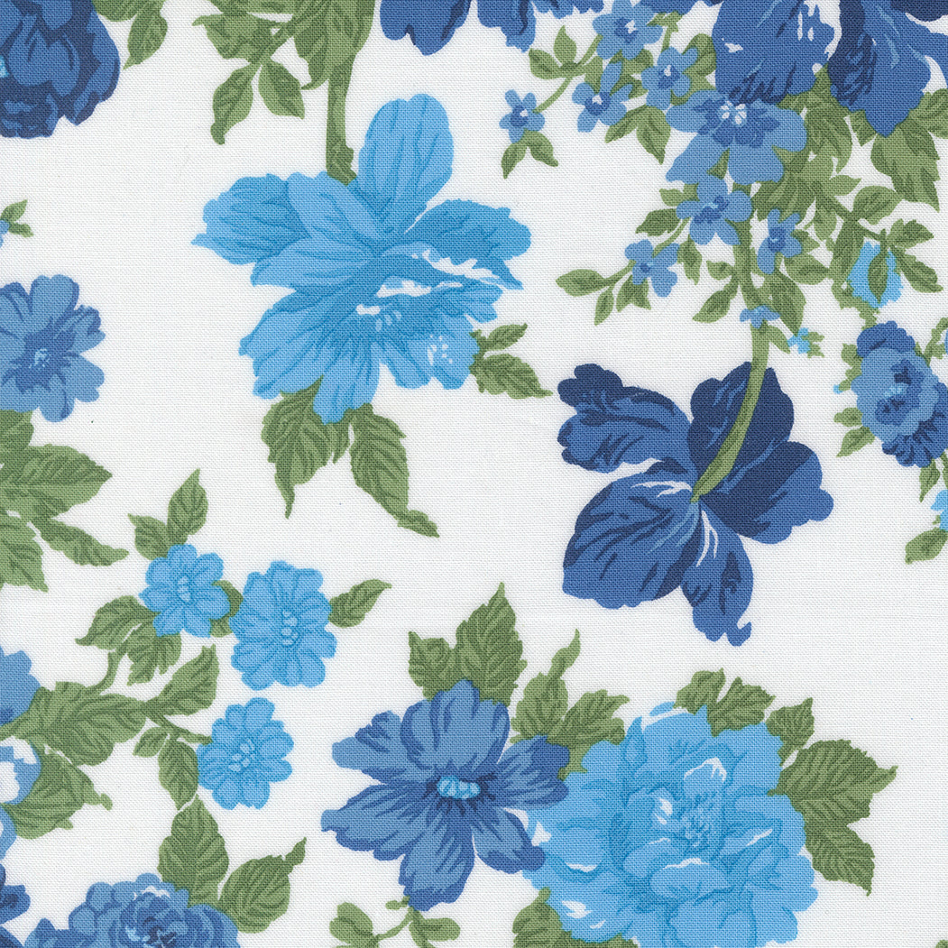 Blueprint Heirloom Floral White Multi M5533011 by Camille Roskelley for Moda Fabrics (Sold in 25cm increments)