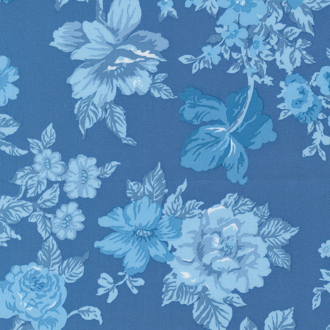 Blueprint Heirloom Floral Blue M5533015 by Camille Roskelley for Moda Fabrics (Sold in 25cm increments)