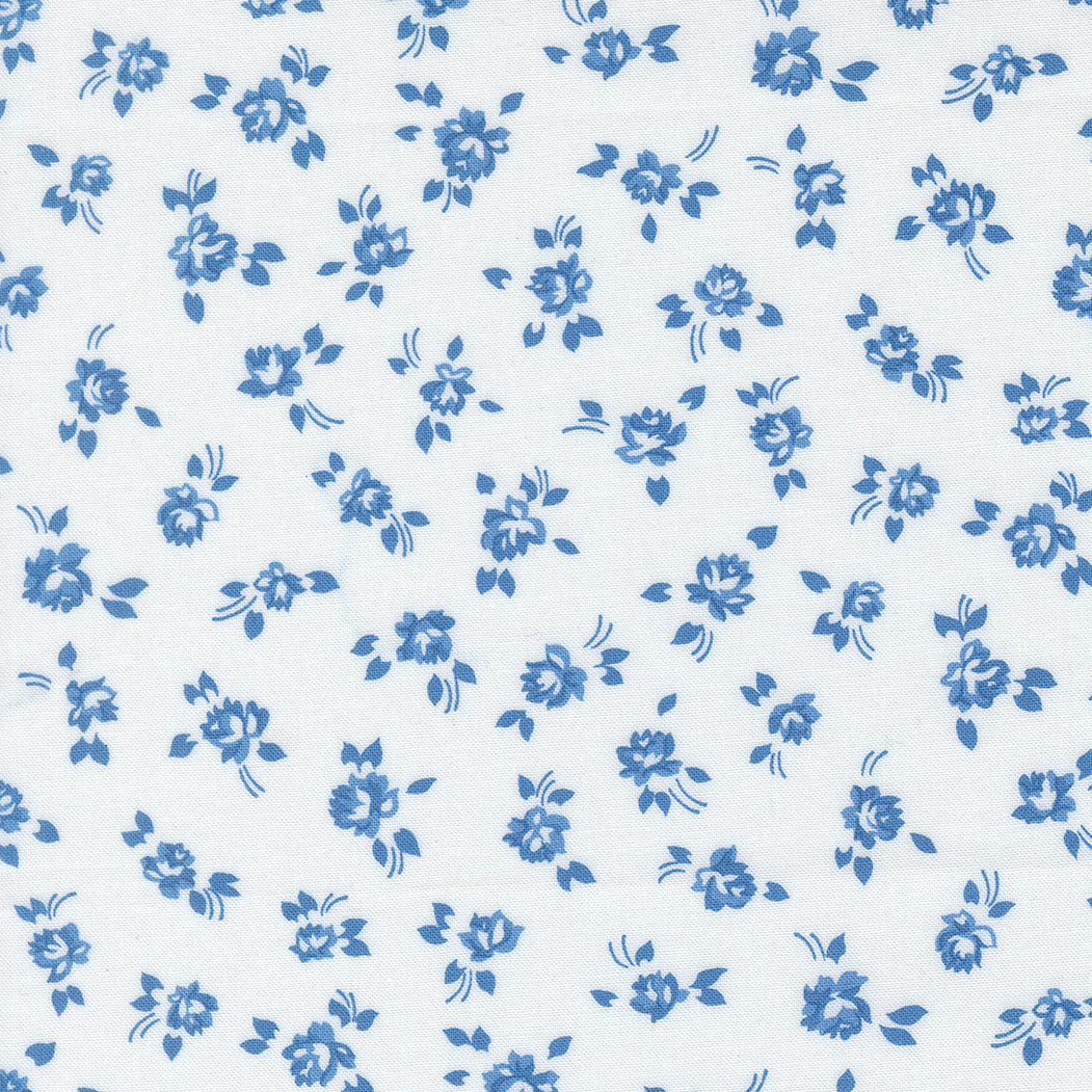 Blueprint Grace Small Floral White M5533111 by Camille Roskelley for Moda Fabrics (Sold in 25cm increments)