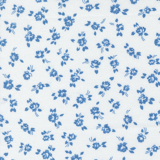 Blueprint Grace Small Floral White M5533111 by Camille Roskelley for Moda Fabrics (Sold in 25cm increments)
