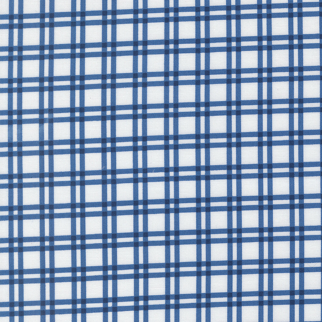 Blueprint Plaid White Navy M5533226 by Camille Roskelley for Moda Fabrics (Sold in 25cm increments)