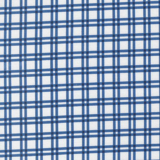 Blueprint Plaid White Navy M5533226 by Camille Roskelley for Moda Fabrics (Sold in 25cm increments)
