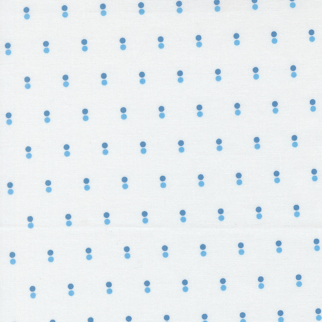 Blueprint Dots White Harbor M5533411 by Camille Roskelley for Moda Fabrics (Sold in 25cm increments)