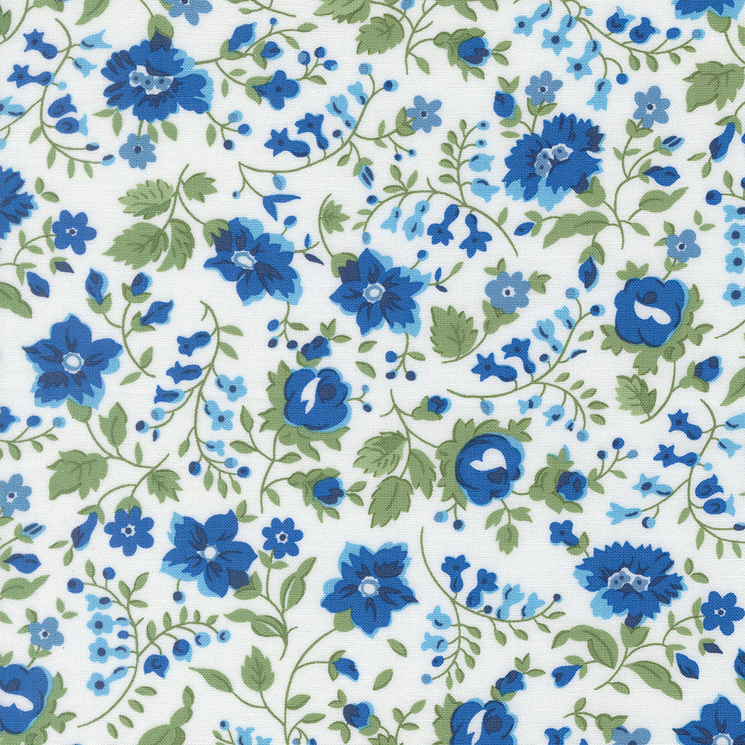 Blueprint Vineyard Floral White Multi M5533811 by Camille Roskelley for Moda Fabrics (Sold in 25cm increments)