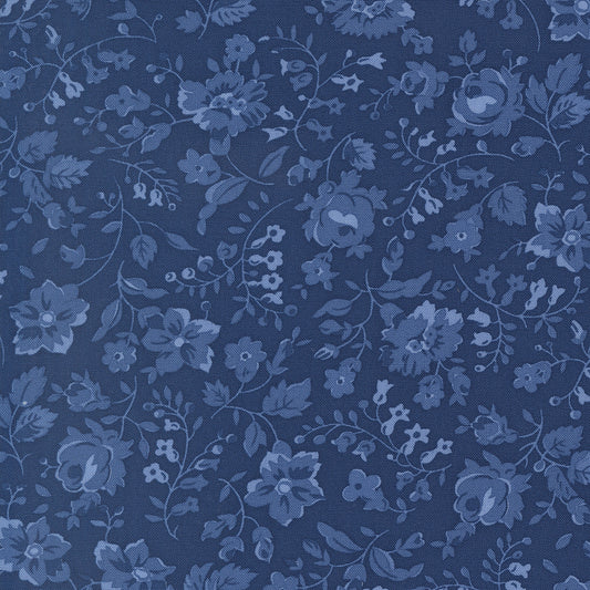Blueprint Vineyard Floral Navy M5533816 by Camille Roskelley for Moda Fabrics (Sold in 25cm increments)