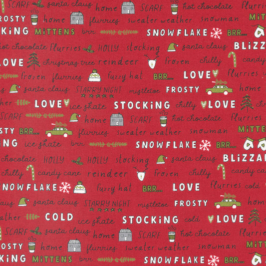 Blizzard Red Text M5562014 by Sweetwater for Moda fabrics (sold in 25cm increments)