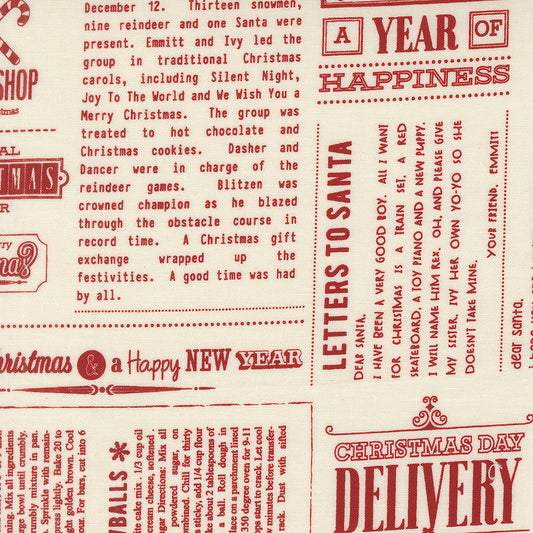 Emmitt and Ivy In The News Red M5569021 by Sweetwater for Moda Fabrics (sold in 25cm increments)