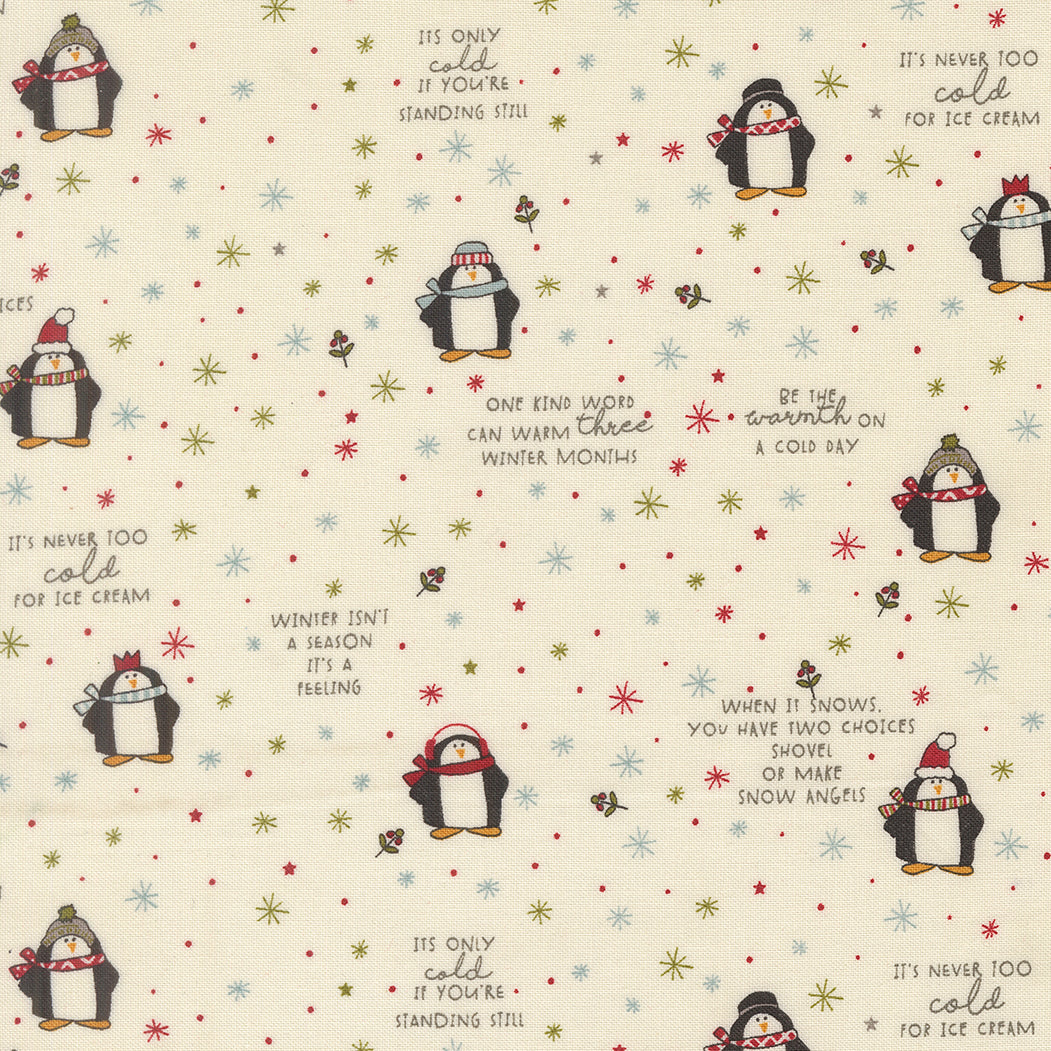 Chilly Mr Penguin Vanilla M5571111 by Sweetwater for Moda Fabrics (sold in 25cm increments)