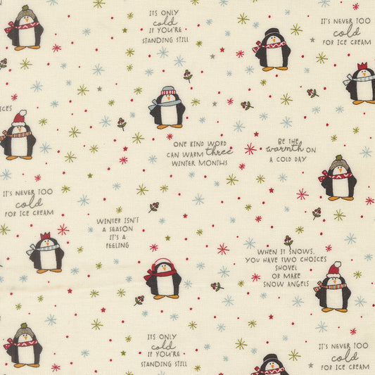 Chilly Mr Penguin Vanilla M5571111 by Sweetwater for Moda Fabrics (sold in 25cm increments)