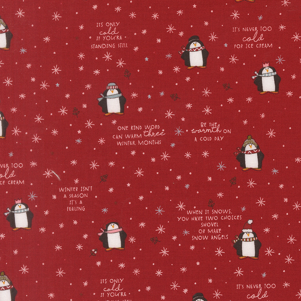 Chilly Mr Penguin Red M5571112 by Sweetwater for Moda Fabrics (sold in 25cm increments)