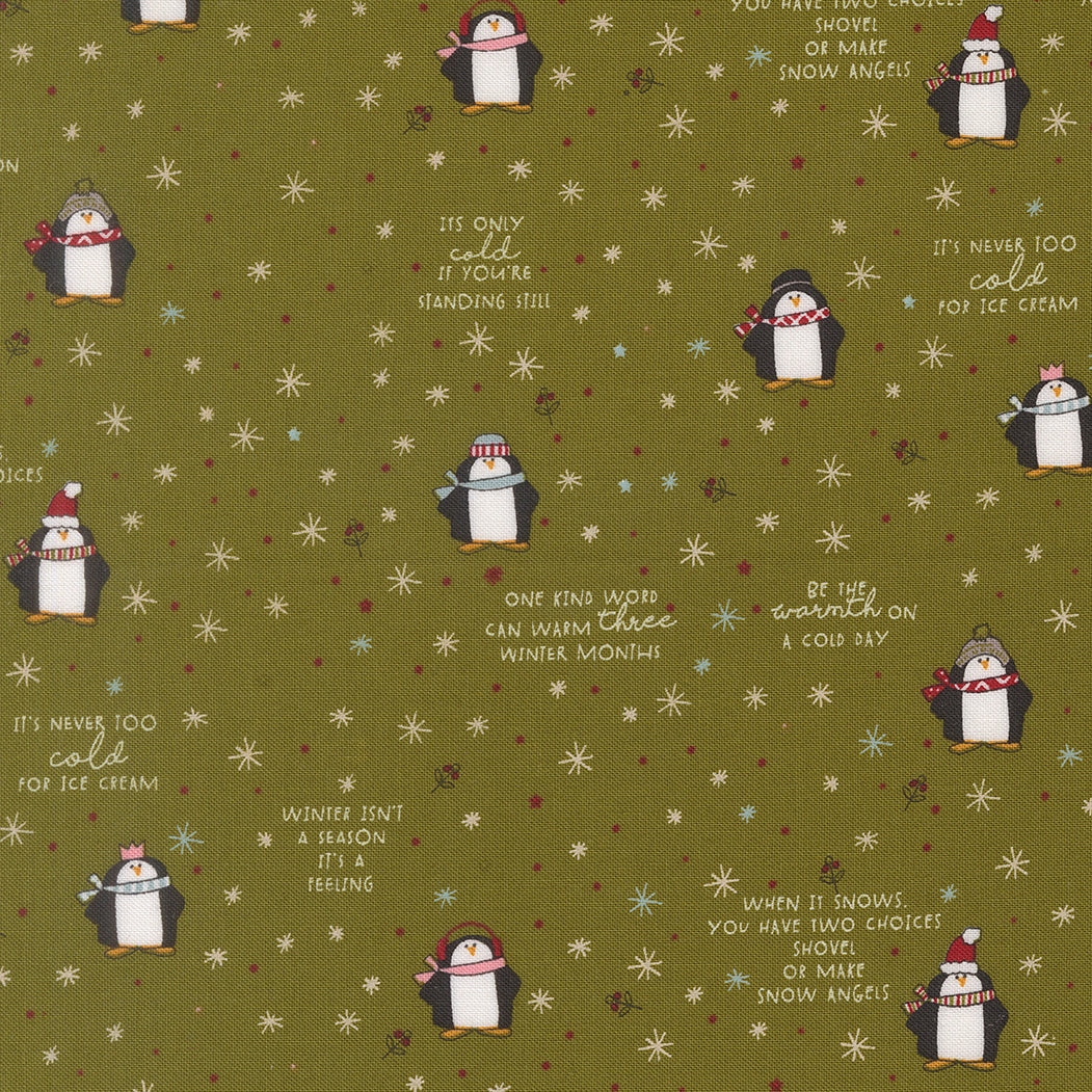 Chilly Mr Penguin Pine M5571113 by Sweetwater for Moda Fabrics (sold in 25cm increments)