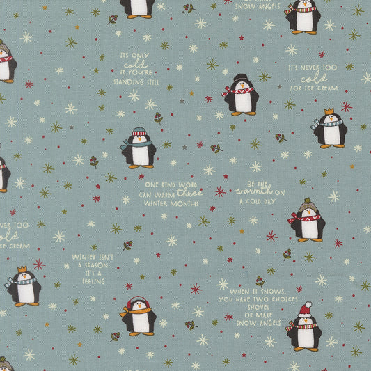 Chilly Mr Penguin Stormy M5571115 by Sweetwater for Moda Fabrics (sold in 25cm increments)
