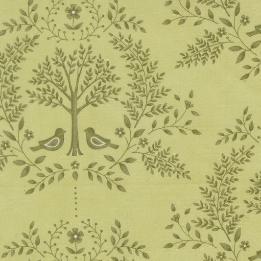 Family Tree Damask Birds Eucalyptus M5616014 by Deb Strain for Moda Fabrics (Sold in 25cm increments)