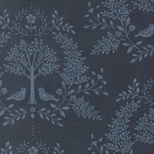 Family Tree Damask Birds Night Sky M5616015 by Deb Strain for Moda Fabrics (Sold in 25cm increments)