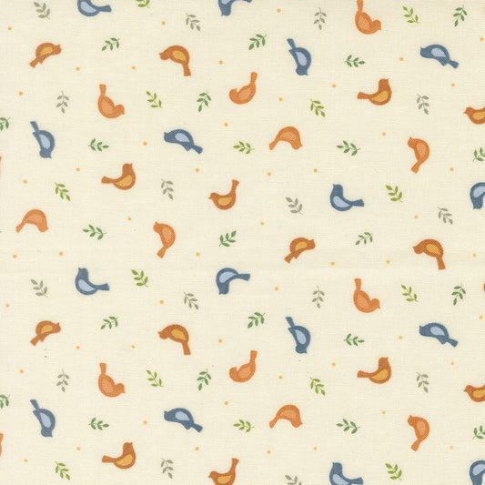 Family Tree Tossed Birds Warm White M5616411 by Deb Strain for Moda Fabrics (Sold in 25cm increments)