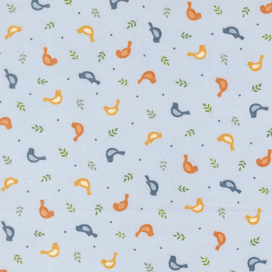 Family Tree Tossed Birds Mist M5616418 Deb Strain for Moda Fabrics (Sold in 25cm increments)