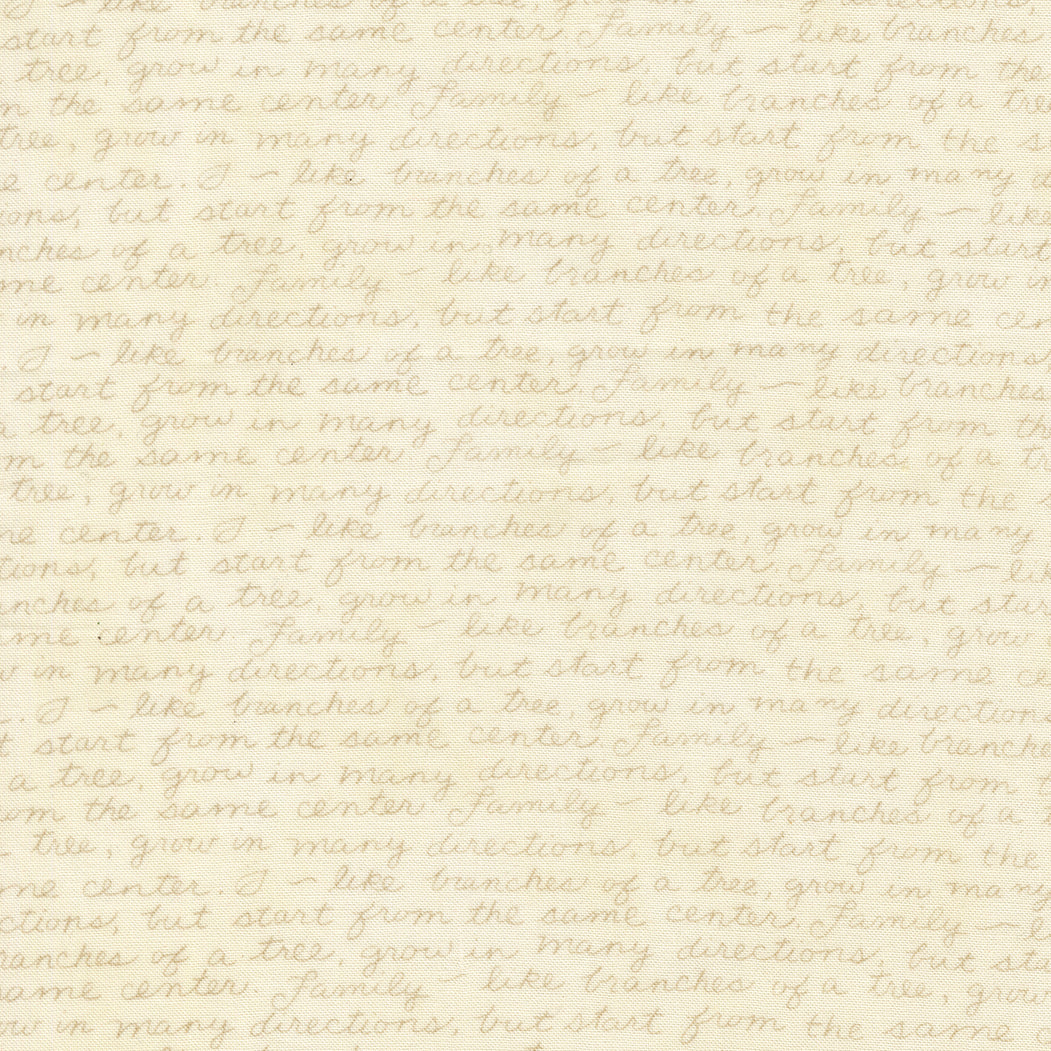Family Tree Family Quote Warm White Tonal M5616521 Deb Strain for Moda Fabrics (Sold in 25cm increments)